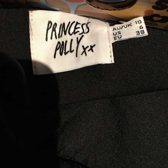 Princess Polly Black Mini Dress w Feather Faux Fur Straps - Picture 5 of 6